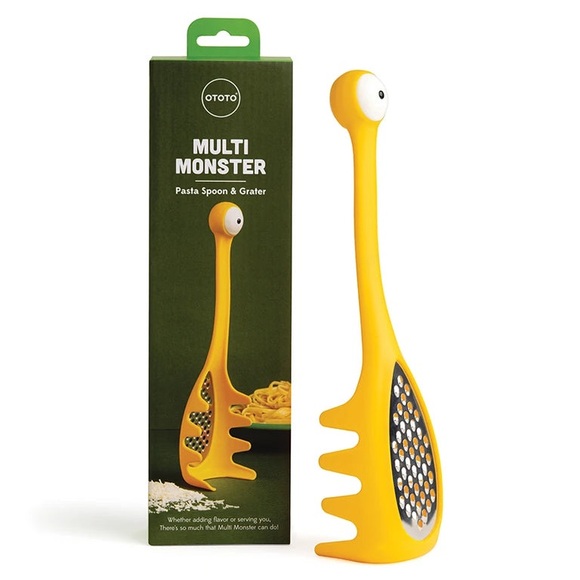 New! Multi Monster Pasta Spoon & Grater Yellow - Picture 1 of 15